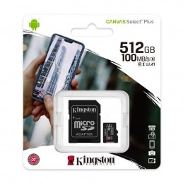 memory card kingstone canvas select micro sd 512 gb classe 10 con adattatore sd