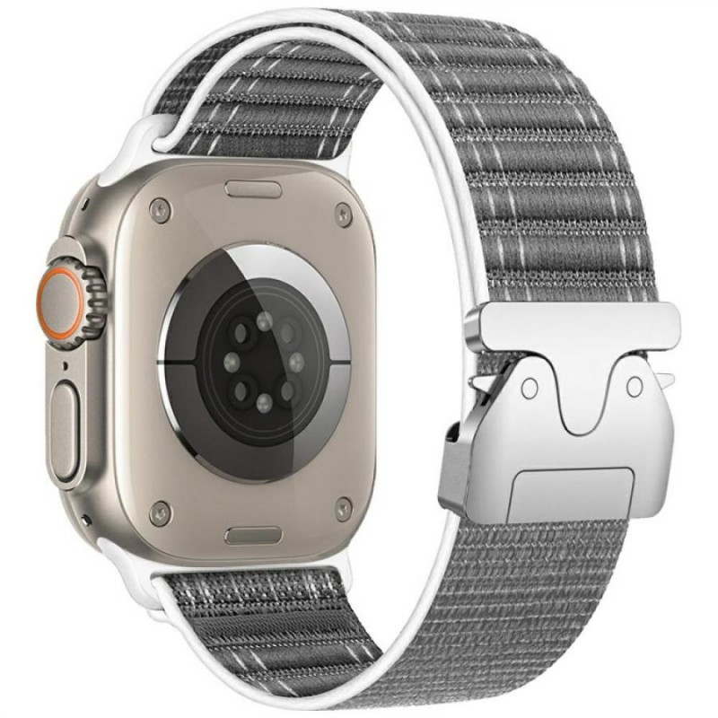 cinturino apple watch nylon intrecciato regolabile grigio 34-40-41 mm cinturino apple watch nylon intrecciato regolabile grigio 34-40-41 mm
