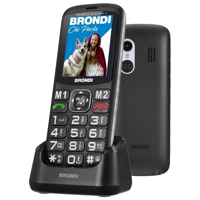 brondi amico di casa telefono cellulare tasti grandi  e basse di ricarica nero
