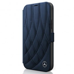 BOOK MERCEDES BENZ VERA PELLE IPHONE 12 mini BLU