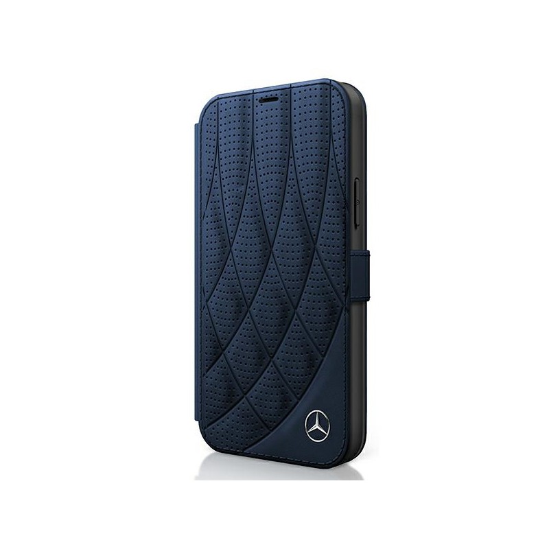 BOOK MERCEDES BENZ VERA PELLE IPHONE 12 PRO MAX BLU