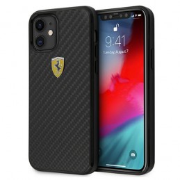 COVER FERRARI IPHONE 12 mini EFFETTO CARBONIO NERA