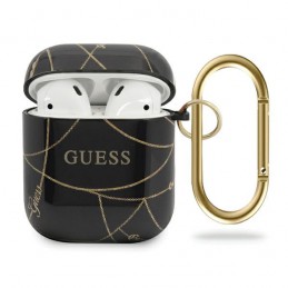 COVER GUESS AIRPODS 1/2 SILICONE NERO-ORO