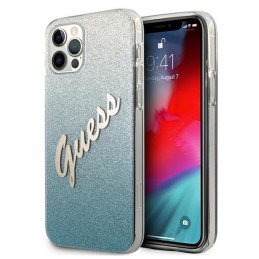 COVER HARD GUESS GLITTER APPLE IPHONE 12 /12 PRO BLU