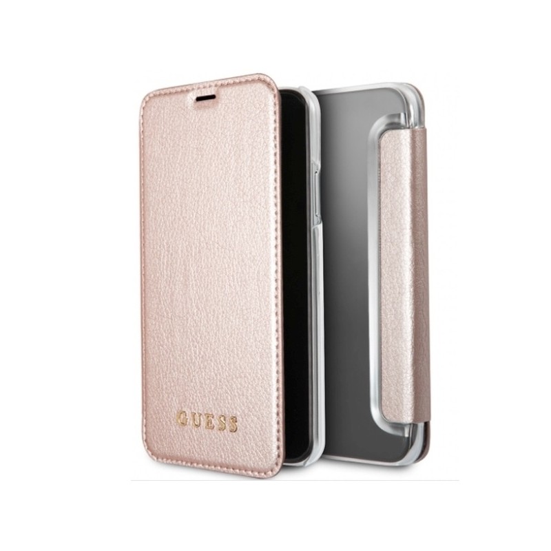 CUSTODIA BOOK IRIDESCENT GUESS COLLECTION IPHONE X ROSE GOLD