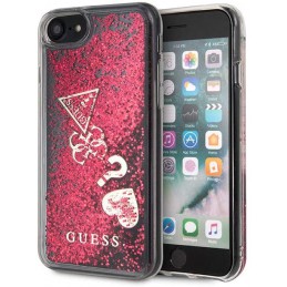 CUSTODIA COVER IPHONE 7/8 GUESS GLITTER HEARTS RED