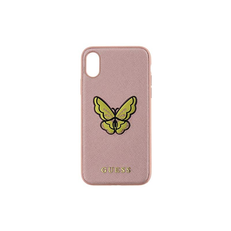 CUSTODIA COVER IPHONE X GUESS BUTTERFLY SAFFIANO HARD CASE