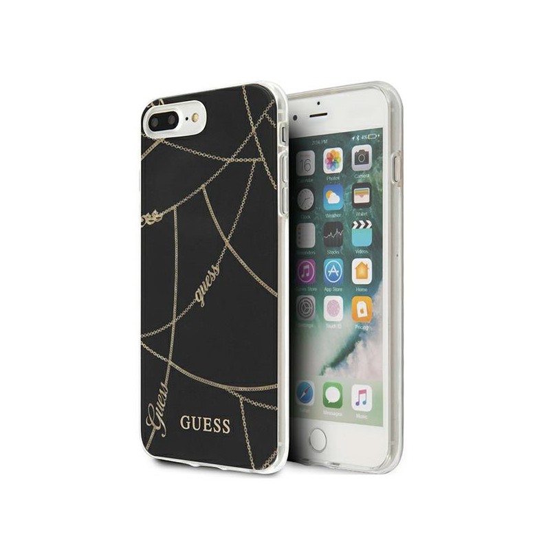 COVER GUESS IPHONE 6 / 7 / 8 PLUS CATENA NERO-ORO COVER GUESS IPHONE 6 / 7 / 8 PLUS CATENA NERO-ORO