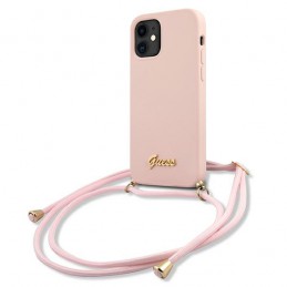 COVER GUESS IPHONE 12 mini CON LACCIO DA COLLO PINK