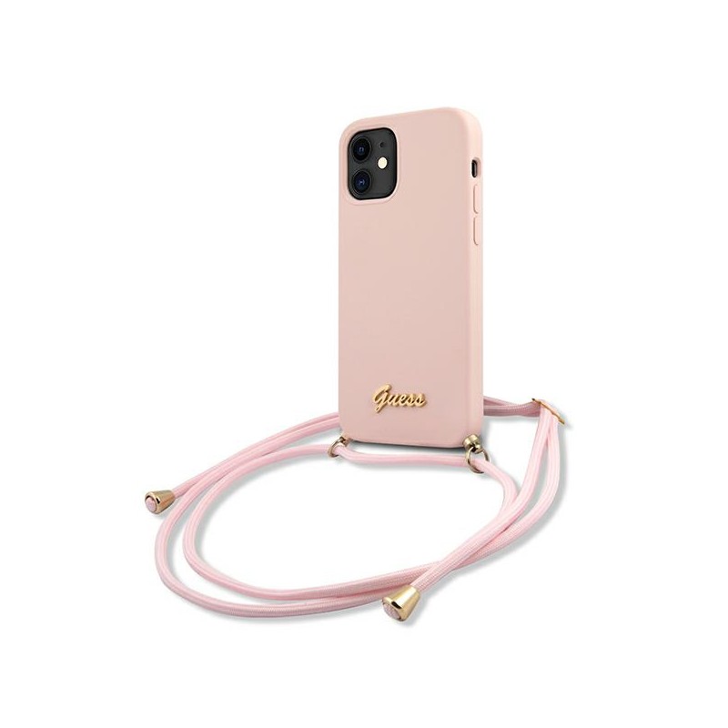 COVER GUESS IPHONE 12 mini CON LACCIO DA COLLO PINK COVER GUESS IPHONE 12 mini CON LACCIO DA COLLO PINK