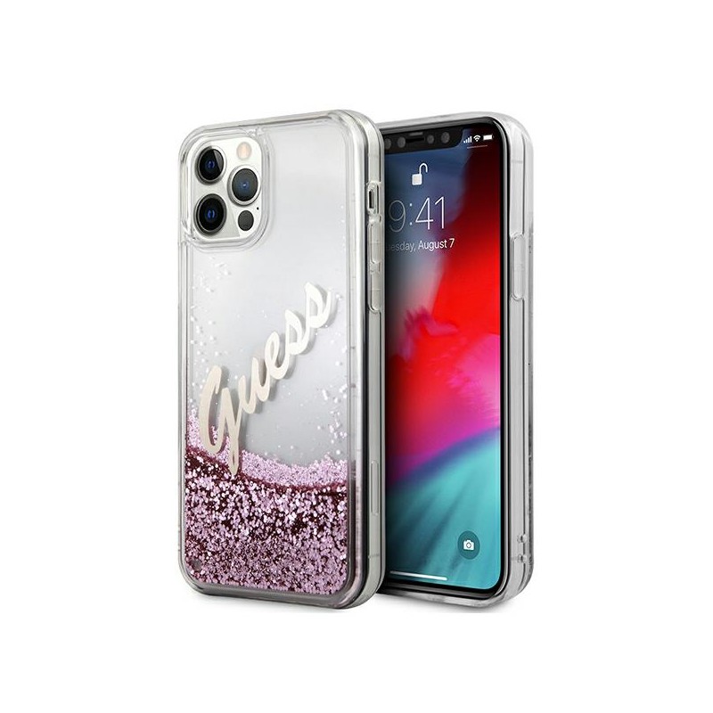 COVER IPHONE 12 /12 PRO GUESS GLITTER PINK COVER IPHONE 12 /12 PRO GUESS GLITTER PINK