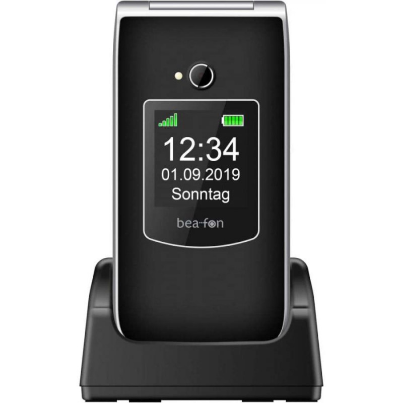 BEAFON Clamshell 2 SIM LCD 2.8-1.77 BLUETOOTH con  BASE e tasto SOS NERO Fotocmera da 3,0 MP