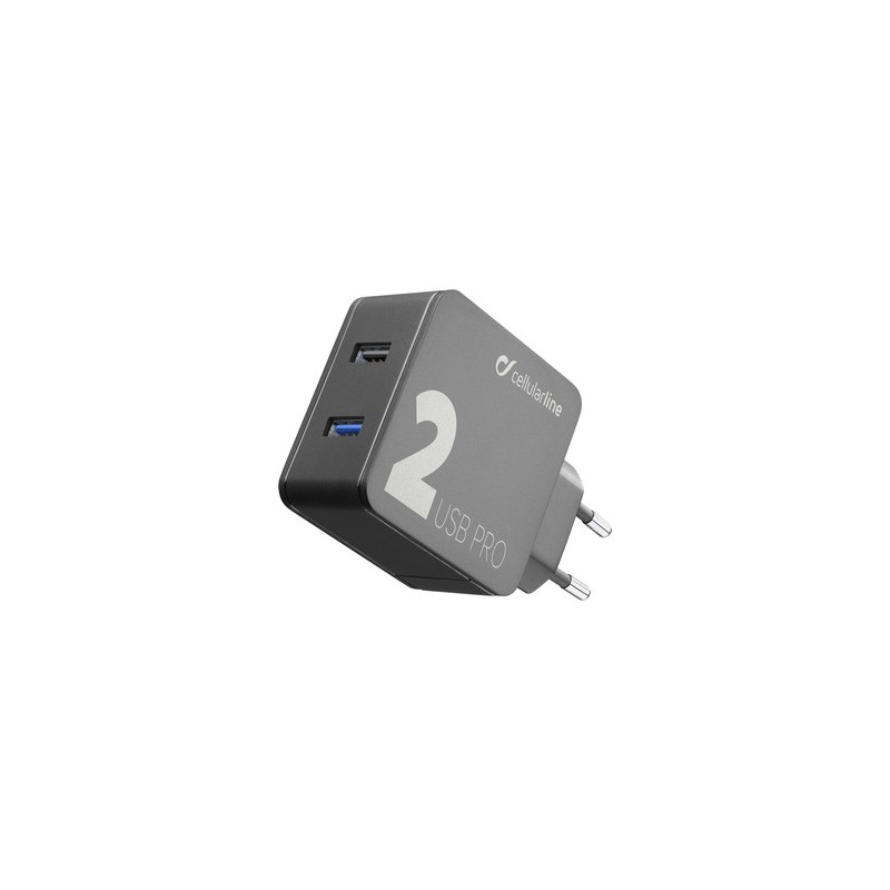 CARICABATTERIE RETE 2 USB 18W QUALCOM PLUS  NERO