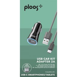 KIT CARICABATTERIE DA AUTO 2A USB-C NERO