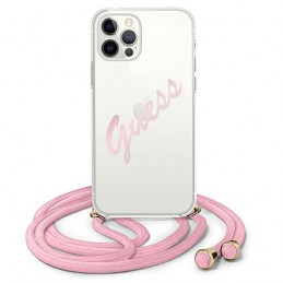 COVER GUESS IPHONE 12 / 12  PRO CON LACCIO DA COLLO PINK