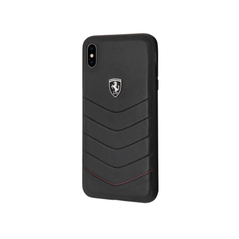 COVER FERRARI APPLE IPHONE XS MAX VERA PELLE NERA