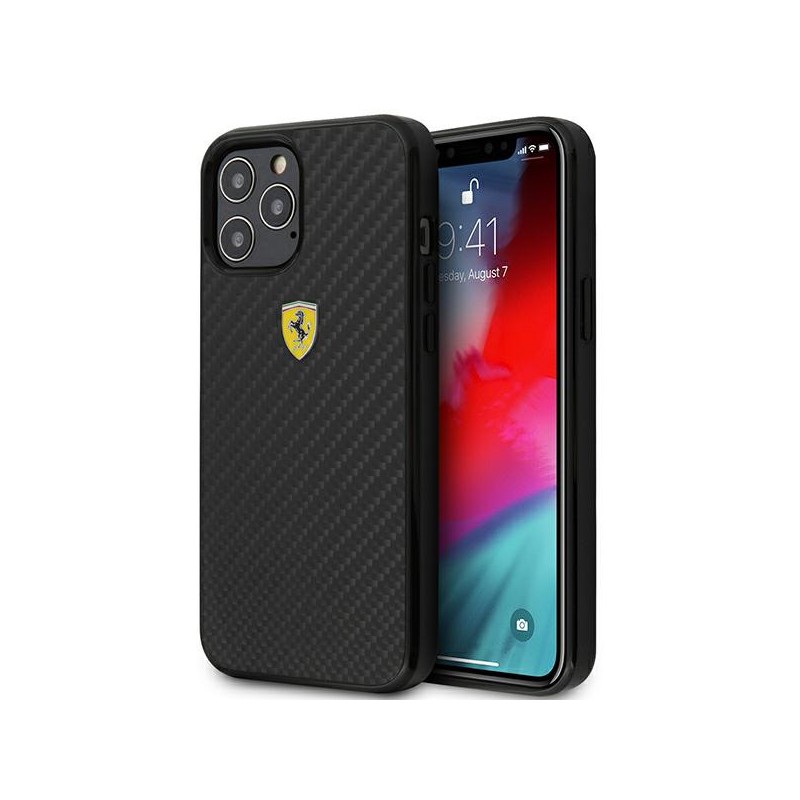 COVER FERRARI IPHONE PRO MAX EFFETTO CARBONIO NERA