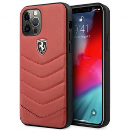 COVER FERRARI IPHONE 12/12 PRO VERA PELLE  ROSSA