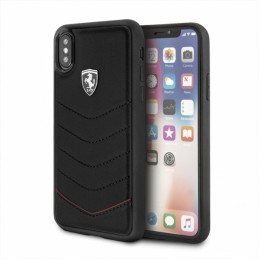 COVER FERRARI APPLE IPHONE X/XS VERA PELLE NERA