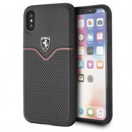 COVER FERRARI APPLE IPHONE X/XS VERA PELLE NERA