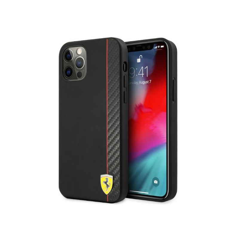 COVER FERRARI IPHONE PRO MAX EFFETTO CARBONIO NERA