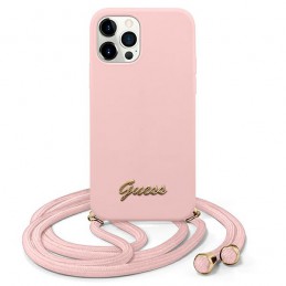 COVER GUESS IPHONE 12 / 12  PRO CON LACCIO DA COLLO PINK