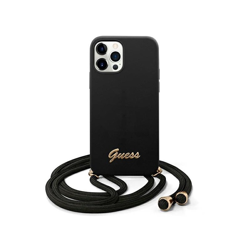 COVER GUESS IPHONE 12 PRO MAX CON LACCIO DA COLLO BLACK