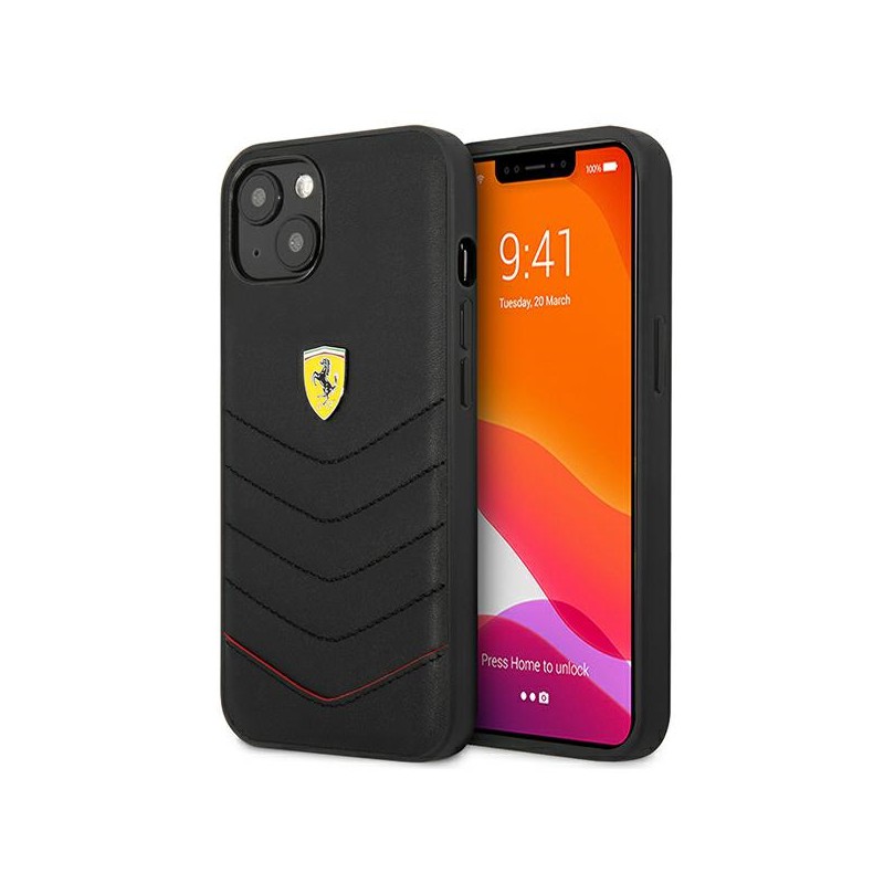 COVER FERRARI IN VERA PELLE PER IPHONE 13 BLACK COVER FERRARI IN VERA PELLE PER IPHONE 13 BLACK