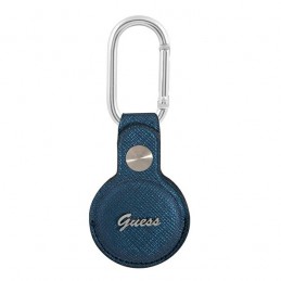 GUESS - AIRTAG CASE SAFFIANO PU SCRIPT LOGO DOGCLIP - BLUE