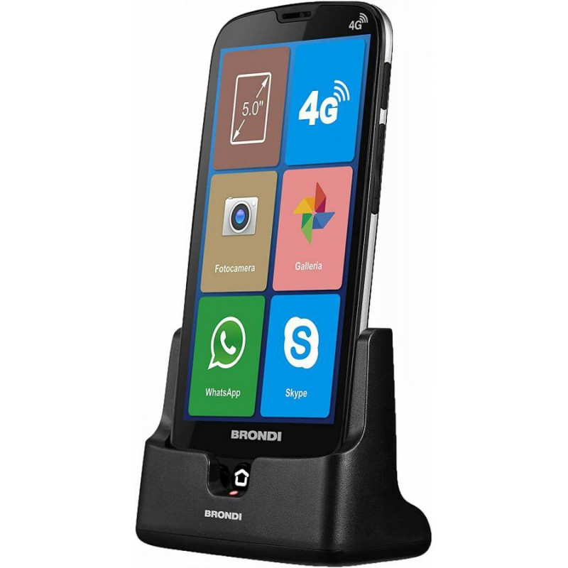 telefono cellulare brondi amico smartphone s 4g doppia fotocamera 5mp+5mp display da 5 android 8.1 con base di ricarica