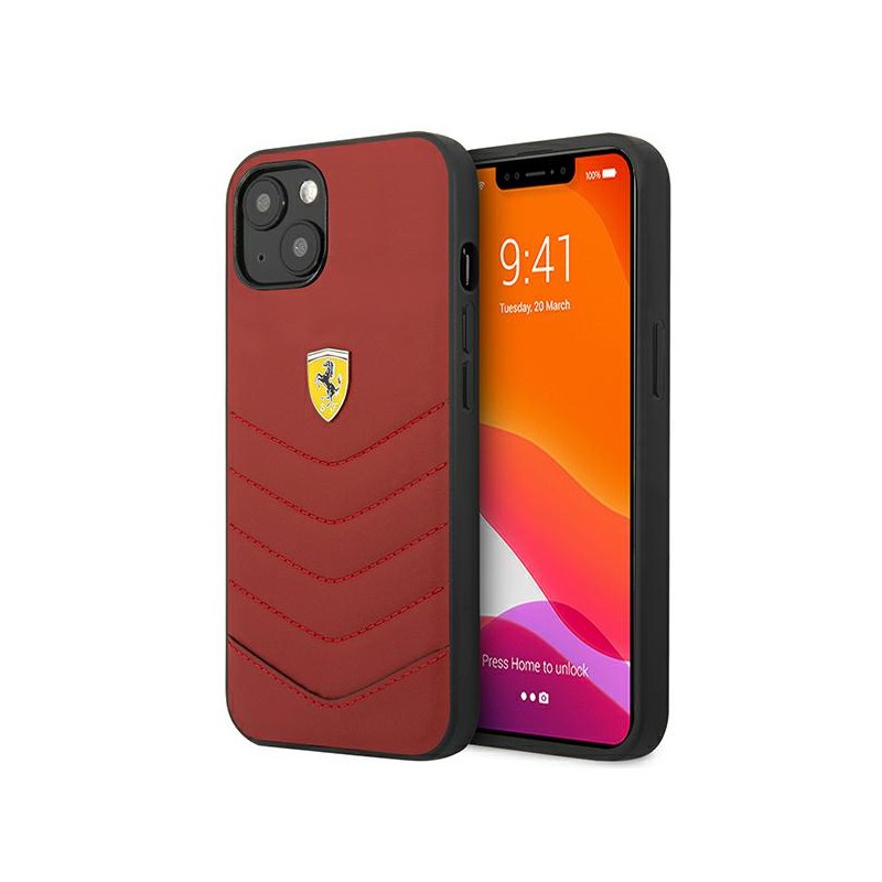 cover ferrari iphone 13 mini vera pelle rossa