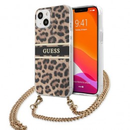 cover guess iphone 13 mini leopard con catena gold