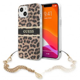 cover guess iphone 13 mini leopard con laccio gold